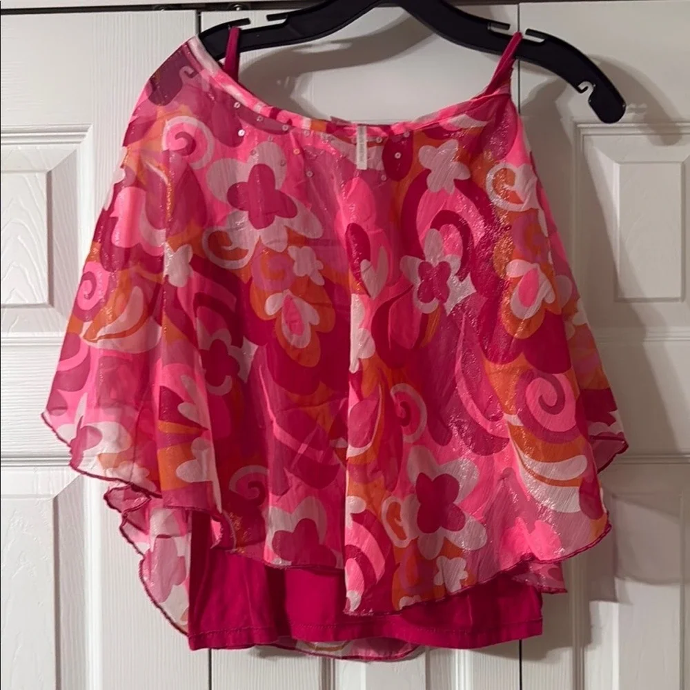 Justice‎ Pink Asymmetrical Ruffled Blouse Girls Size 16